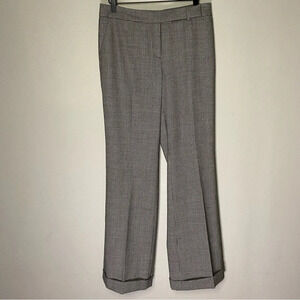 Houndstooth Lined Wool Blend Pants TALBOTS 8 Signature Flare Black White Cuffed